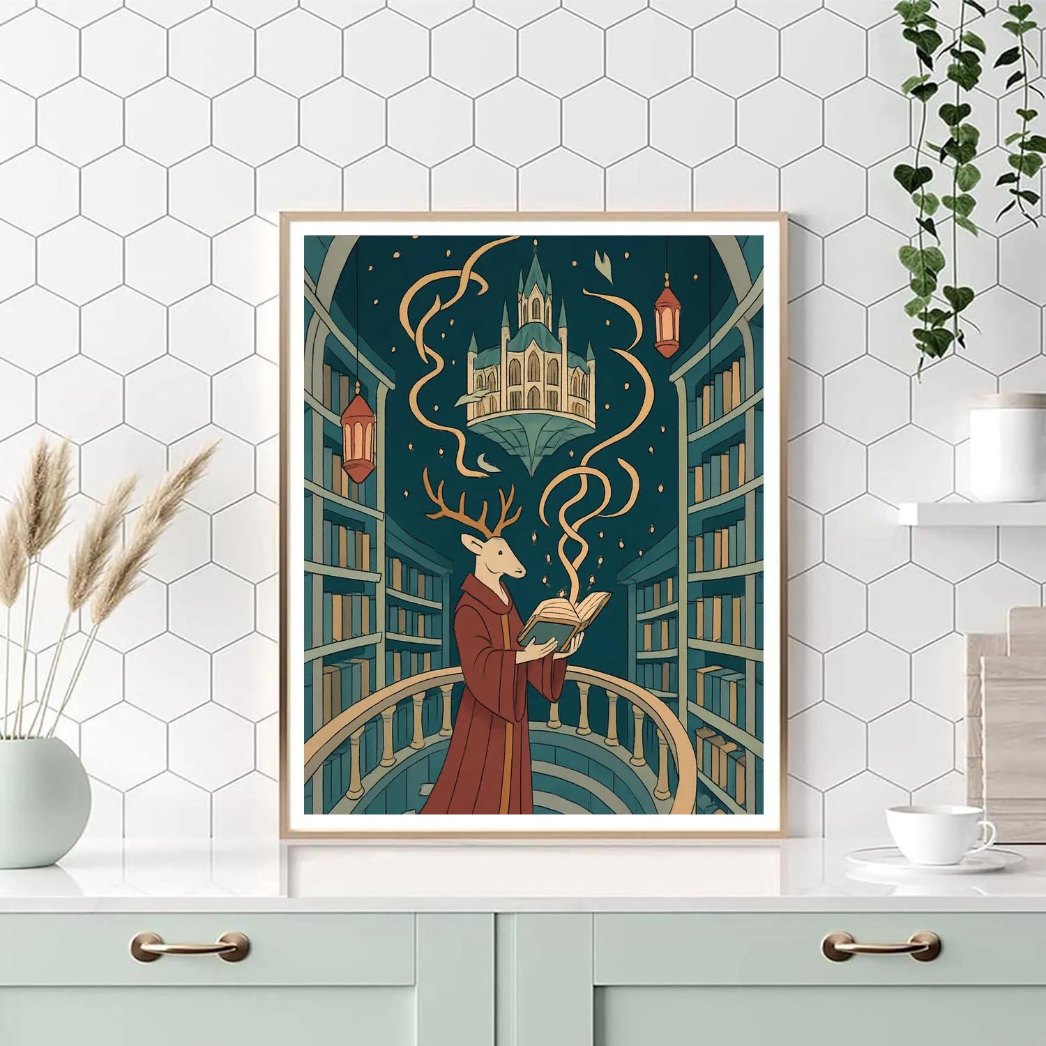 Cathedral Librarian In Fantasy Light DIY paint by numbers