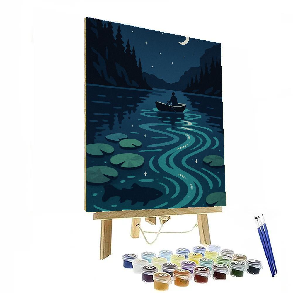 Bioluminescent Lake Driftboat Chart DIY paint by numbers