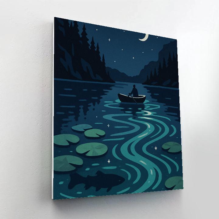 Bioluminescent Lake Driftboat Chart DIY paint by numbers