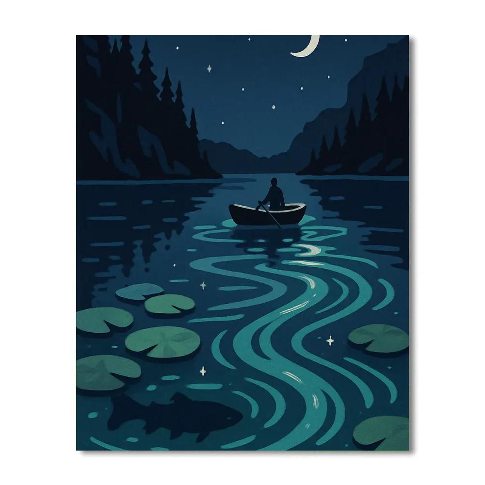 Bioluminescent Lake Driftboat Chart DIY paint by numbers