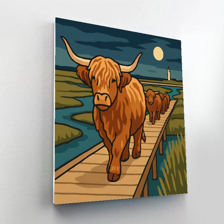 Moonlit Salt Marsh Cow Parade Numbered painting kits