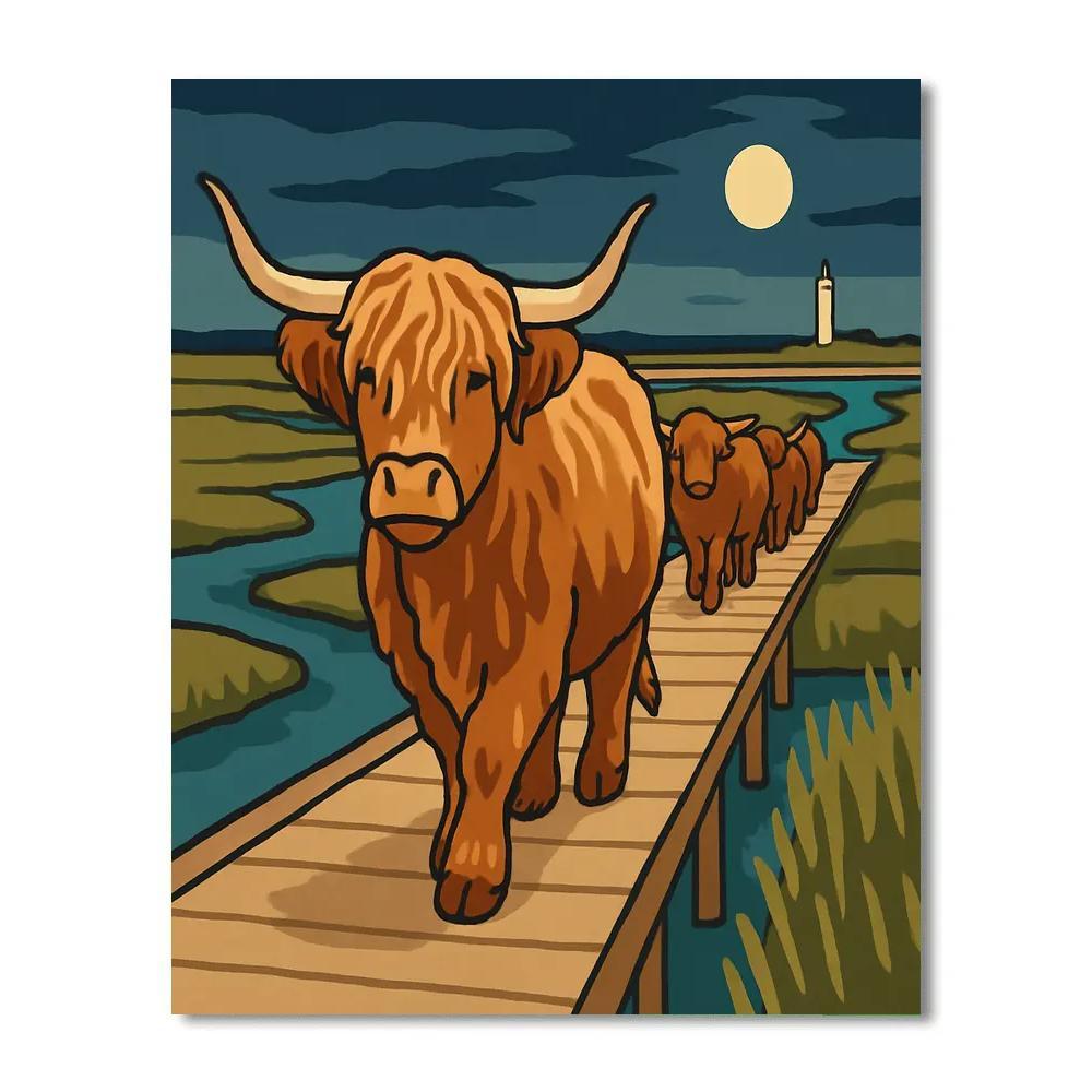 Moonlit Salt Marsh Cow Parade Numbered painting kits