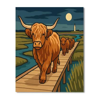Moonlit Salt Marsh Cow Parade Numbered painting kits