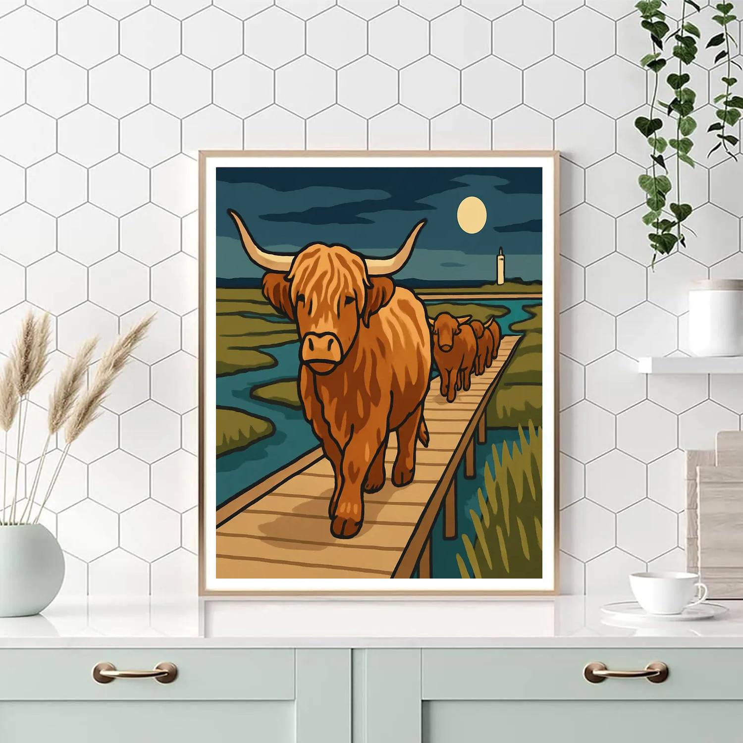 Moonlit Salt Marsh Cow Parade Numbered painting kits