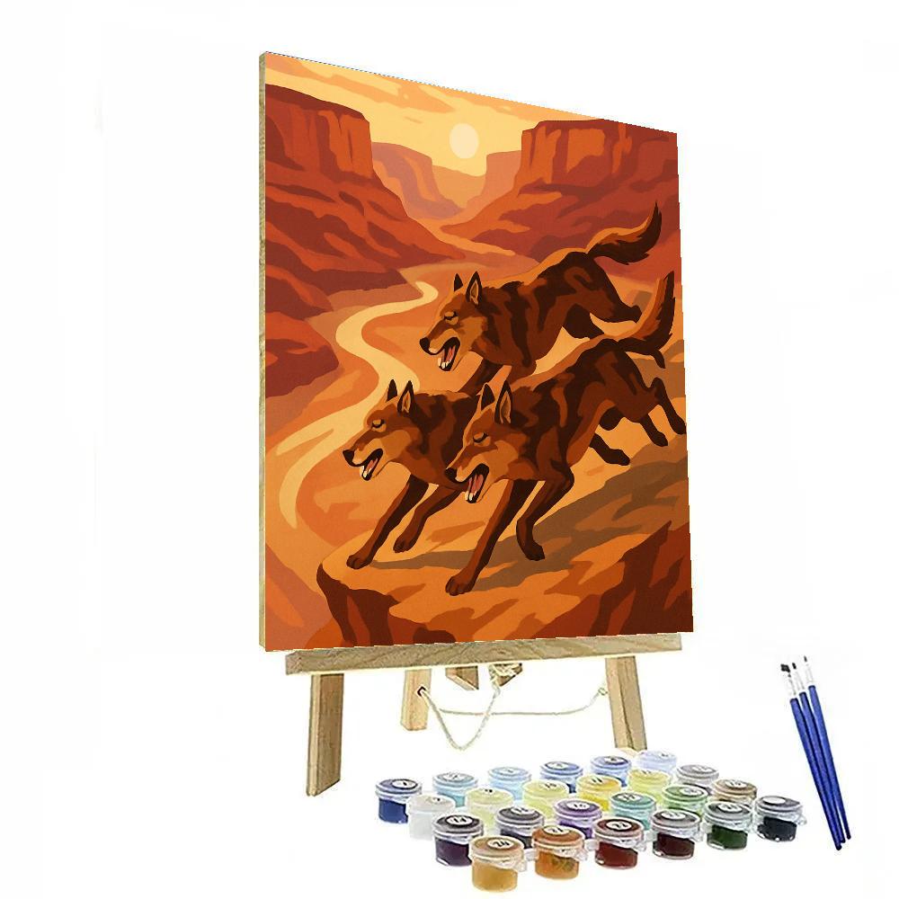 Canyon Echoes With Wolf Pack Dynamics paint by numbers