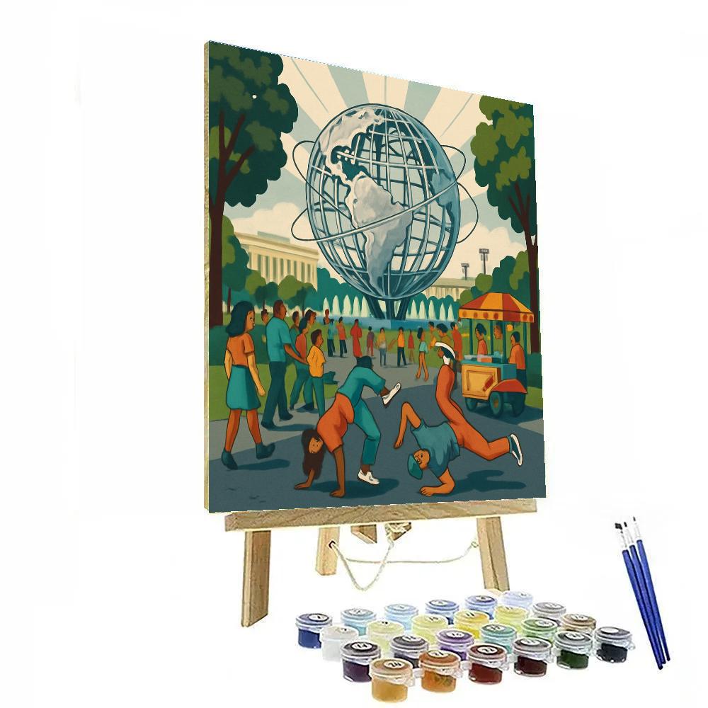 Street Festival With New York Unisphere Glow DIY paint by numbers