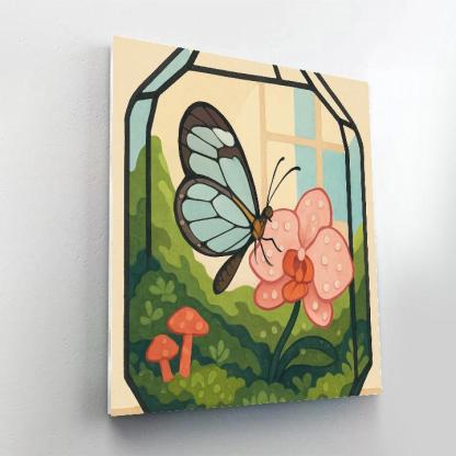 Terrarium Garden With Butterfly Glasswing paint by color