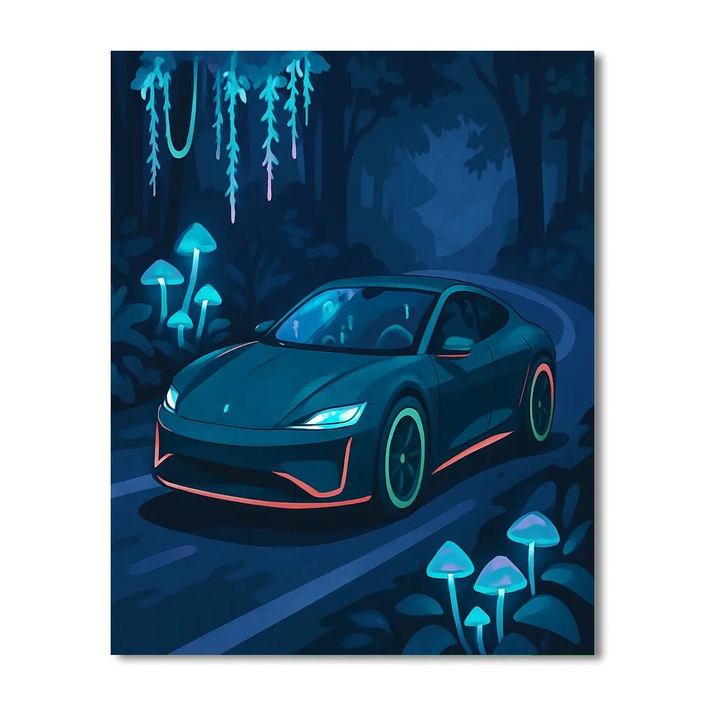 Cars Under The Bioluminescent Canopy paint by numbers
