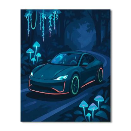 Cars Under The Bioluminescent Canopy paint by numbers
