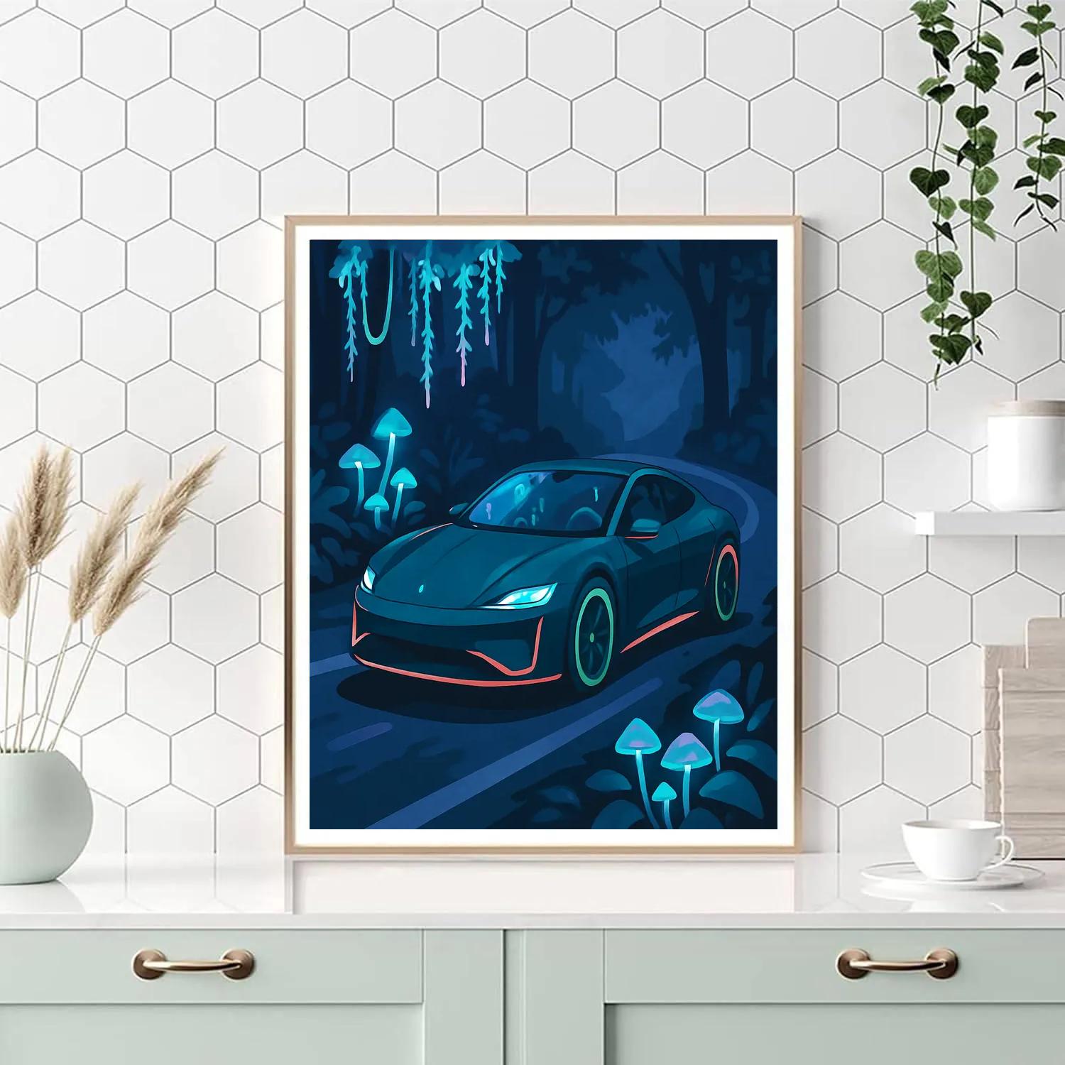 Cars Under The Bioluminescent Canopy paint by numbers