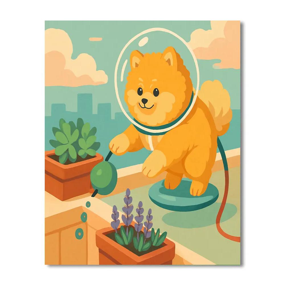 Sky Garden With Dog Companion Numbered painting kits