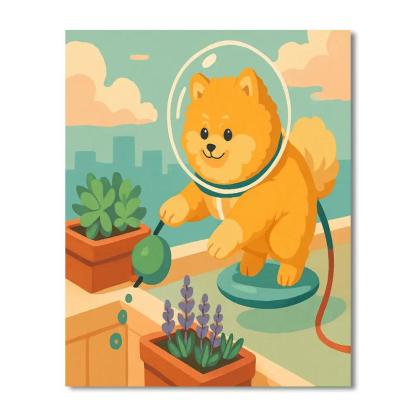Sky Garden With Dog Companion Numbered painting kits