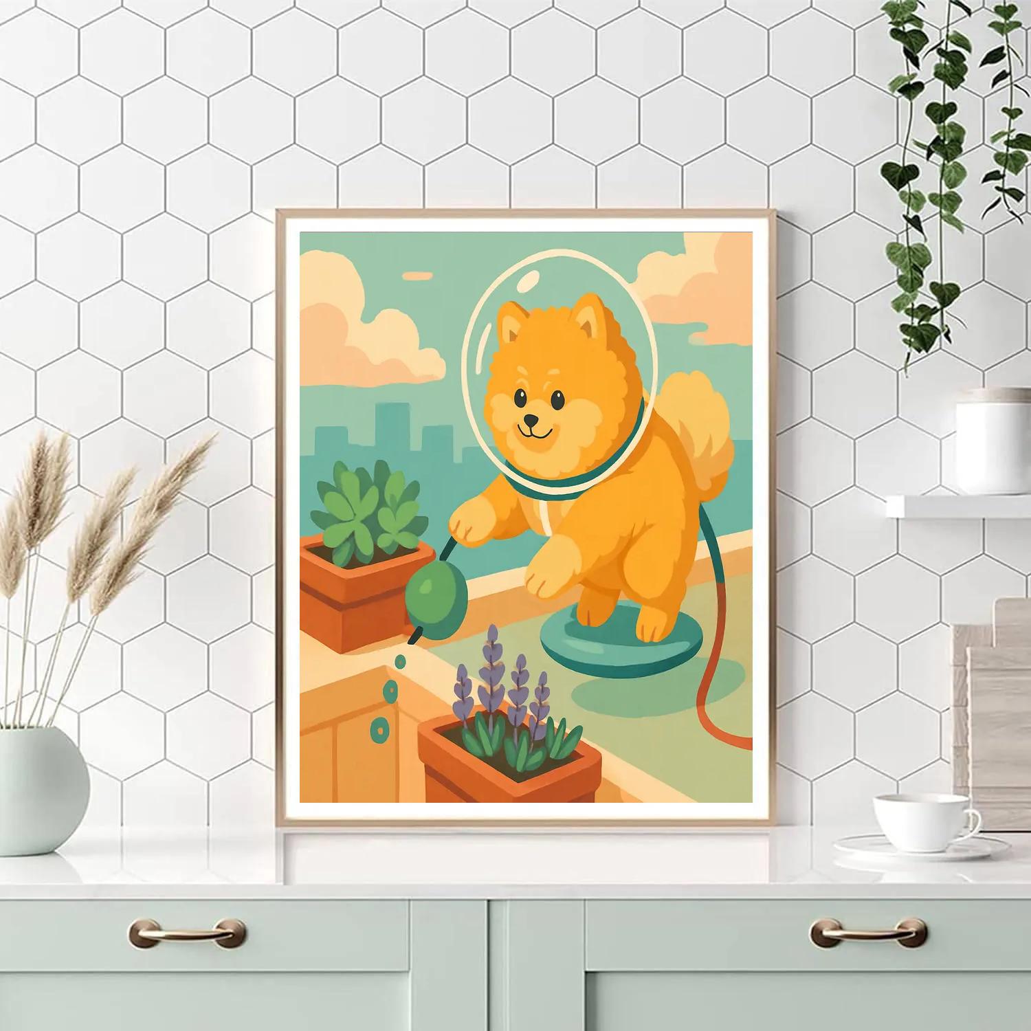 Sky Garden With Dog Companion Numbered painting kits