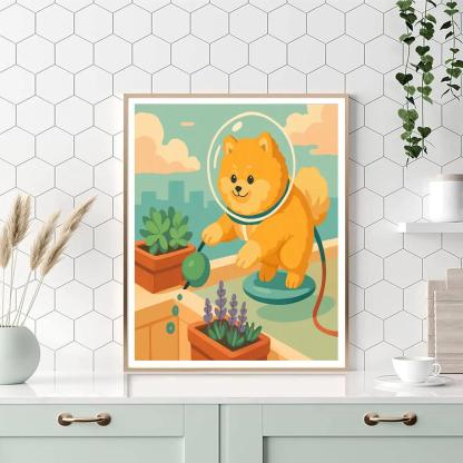 Sky Garden With Dog Companion Numbered painting kits