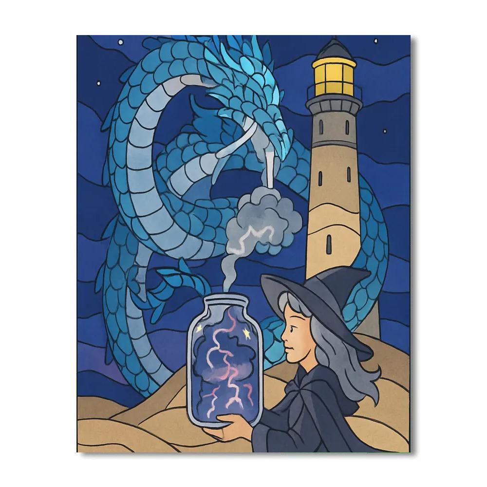 Fantasy Crafted Stormglass Dragon Paint by numbers art