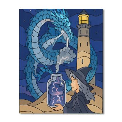 Fantasy Crafted Stormglass Dragon Paint by numbers art