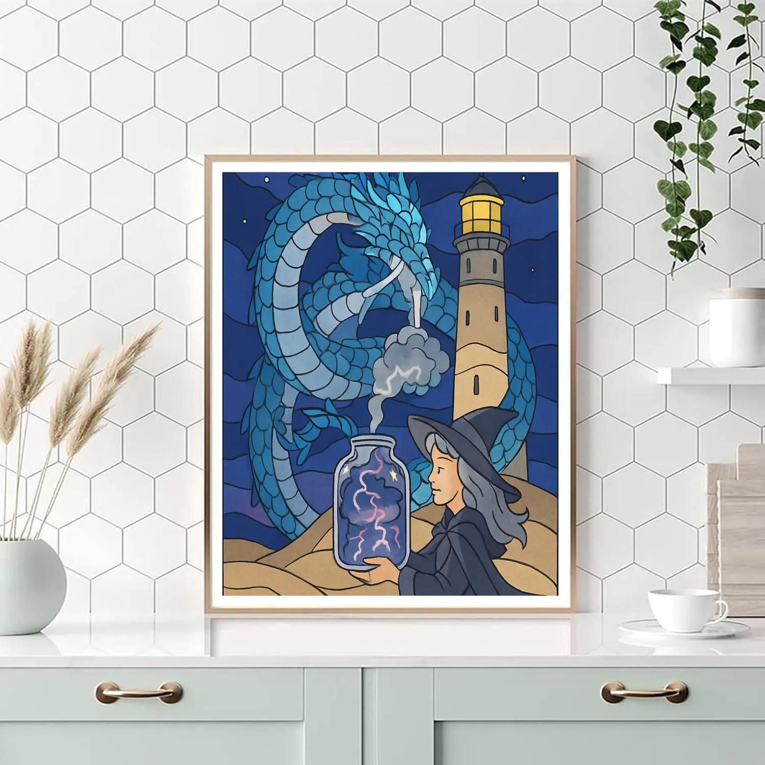 Fantasy Crafted Stormglass Dragon Paint by numbers art