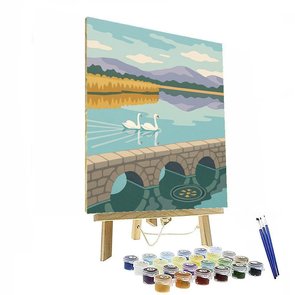 Stone Causeway Overlook With Lake Reflections paint by color