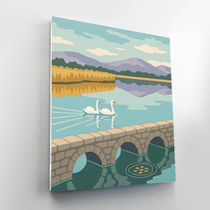 Stone Causeway Overlook With Lake Reflections paint by color