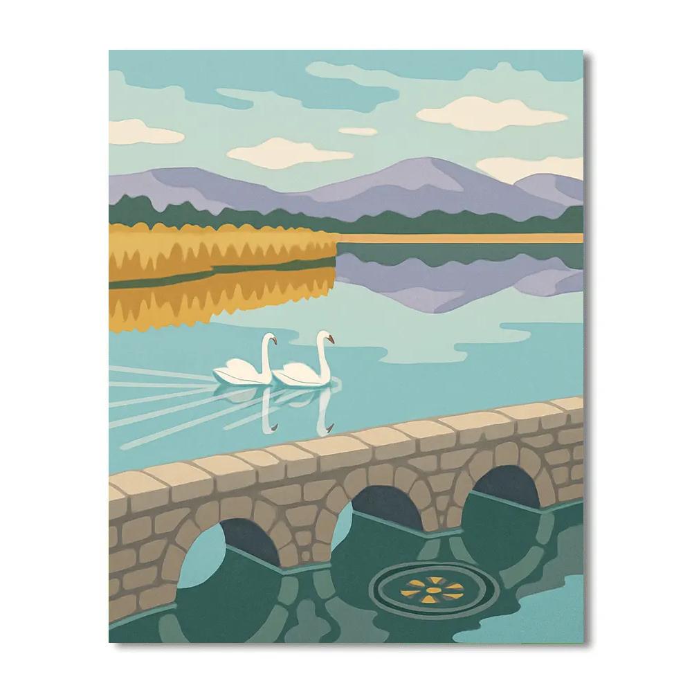 Stone Causeway Overlook With Lake Reflections paint by color