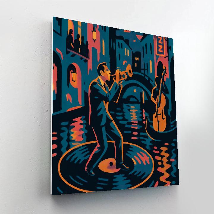 Neon Canal Serenade With Jazz paint by number