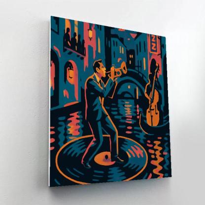 Neon Canal Serenade With Jazz paint by number