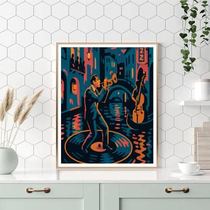 Neon Canal Serenade With Jazz paint by number