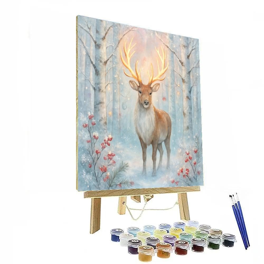 Reindeer Among Crystal Birch Trees painting number kit