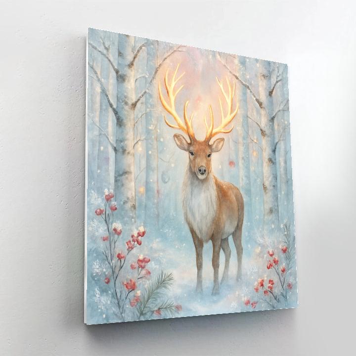 Reindeer Among Crystal Birch Trees painting number kit