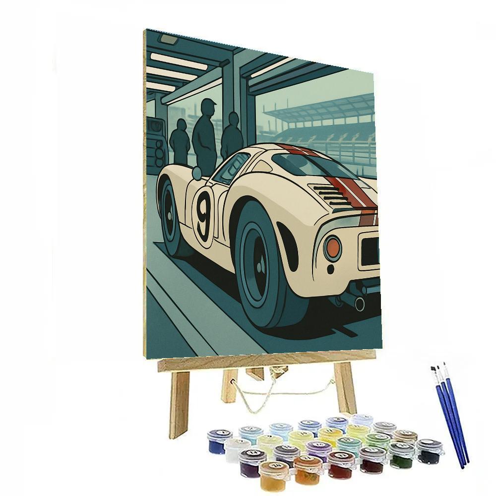 Monochrome Pit Lane Cars paint by number