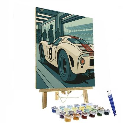 Monochrome Pit Lane Cars paint by number