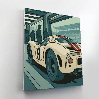 Monochrome Pit Lane Cars paint by number