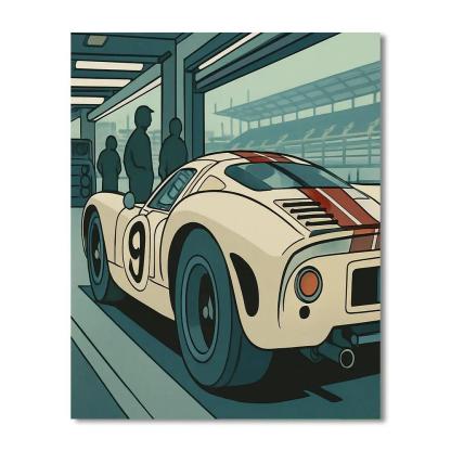 Monochrome Pit Lane Cars paint by number