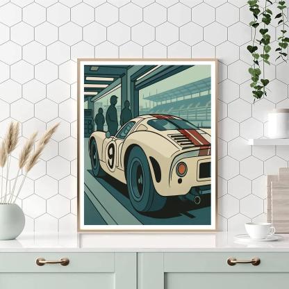 Monochrome Pit Lane Cars paint by number