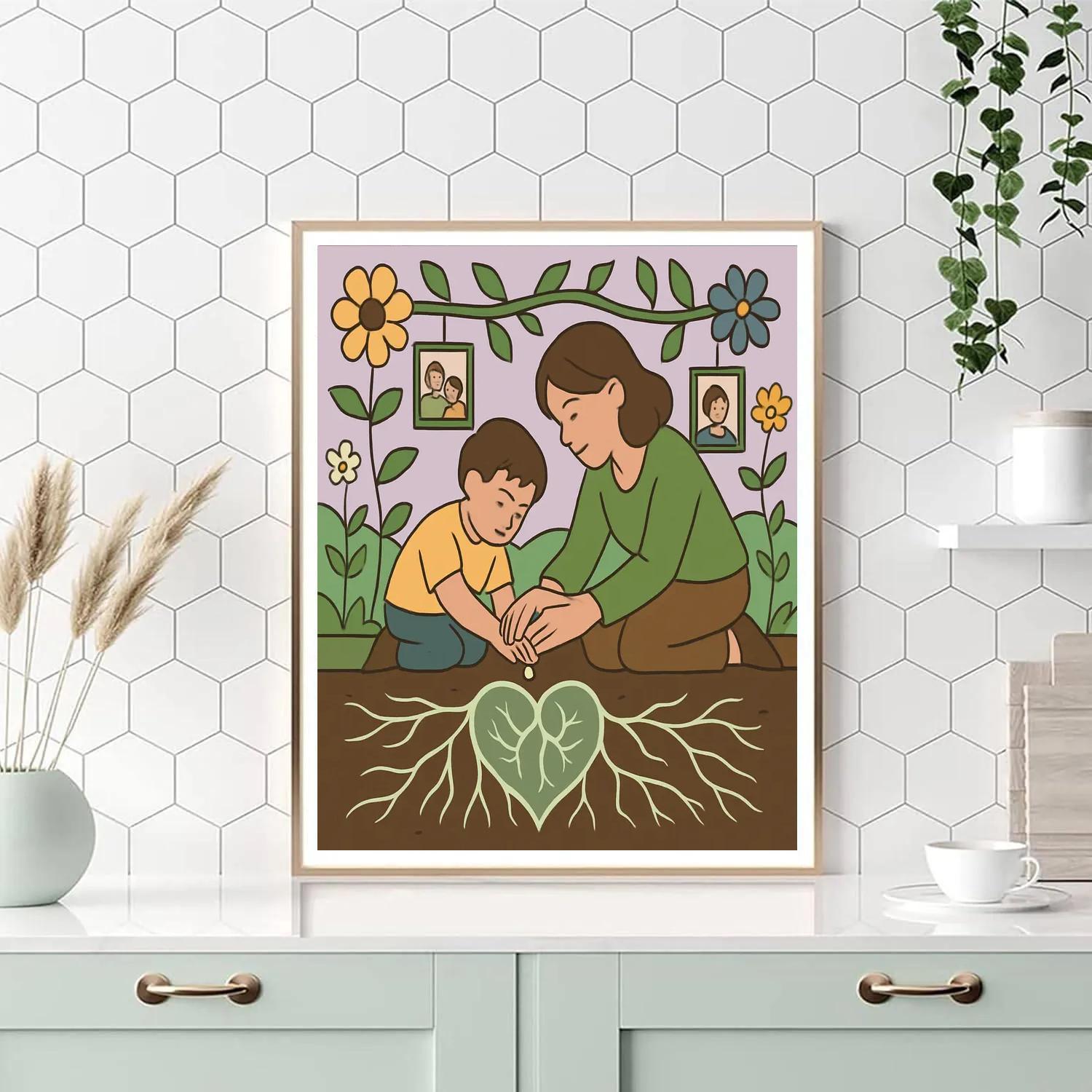 Mother-Rooted Memory Garden paint by numbers