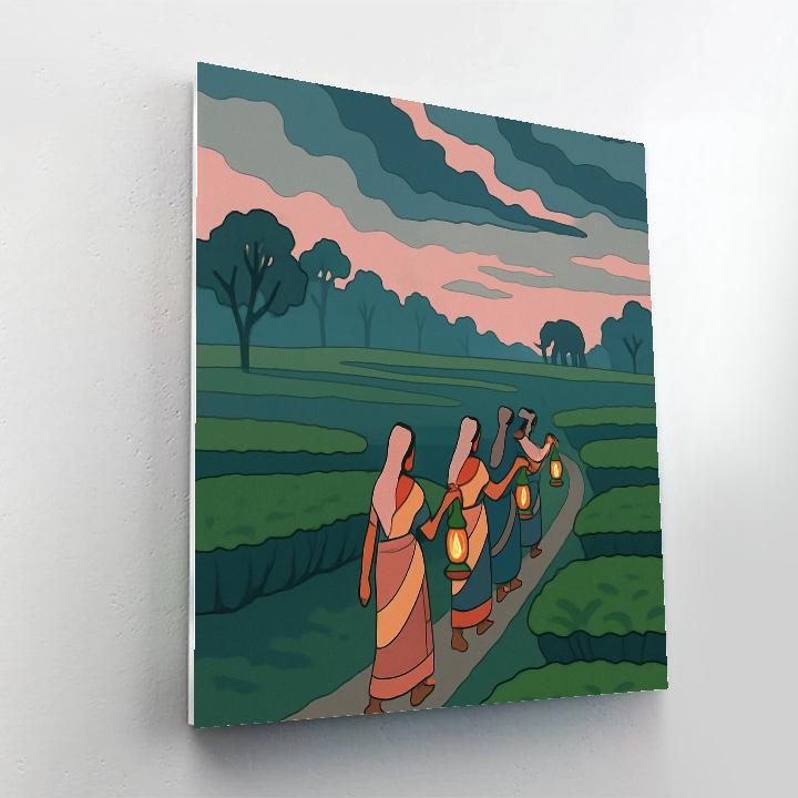 India Monsoon Tea Garden Night Parade paint by number