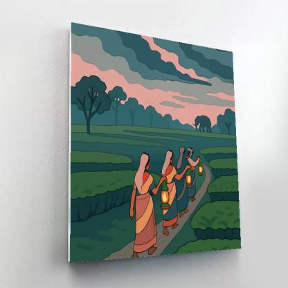 India Monsoon Tea Garden Night Parade paint by number