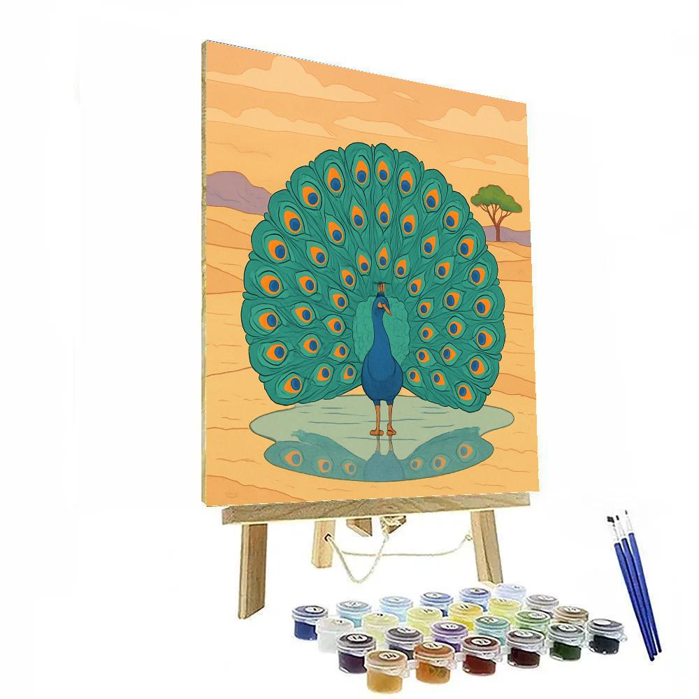 Desert Mirage With Peacock Courtship painting number kit