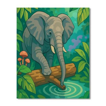 Rainforest Canopy Elephant Drumbeat Paint by numbers kits