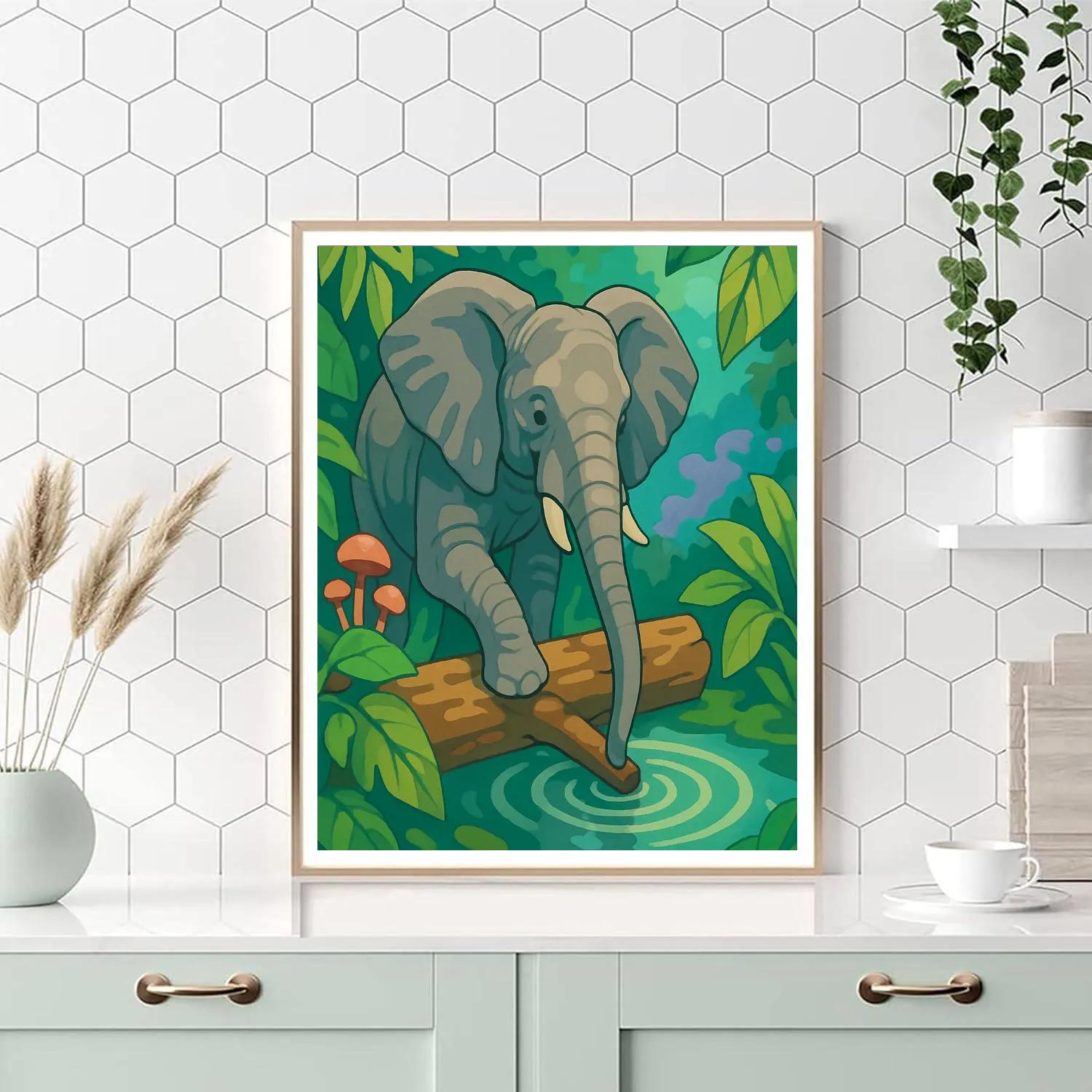 Rainforest Canopy Elephant Drumbeat Paint by numbers kits