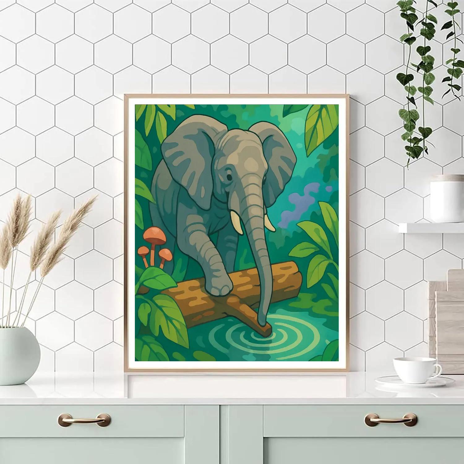 Rainforest Canopy Elephant Drumbeat Paint by numbers kits