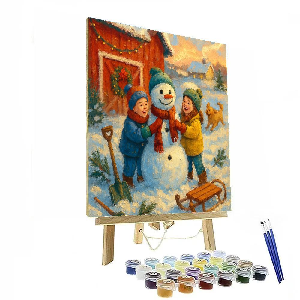 Snowman Workshop Behind The Barn Painting by numbers kit