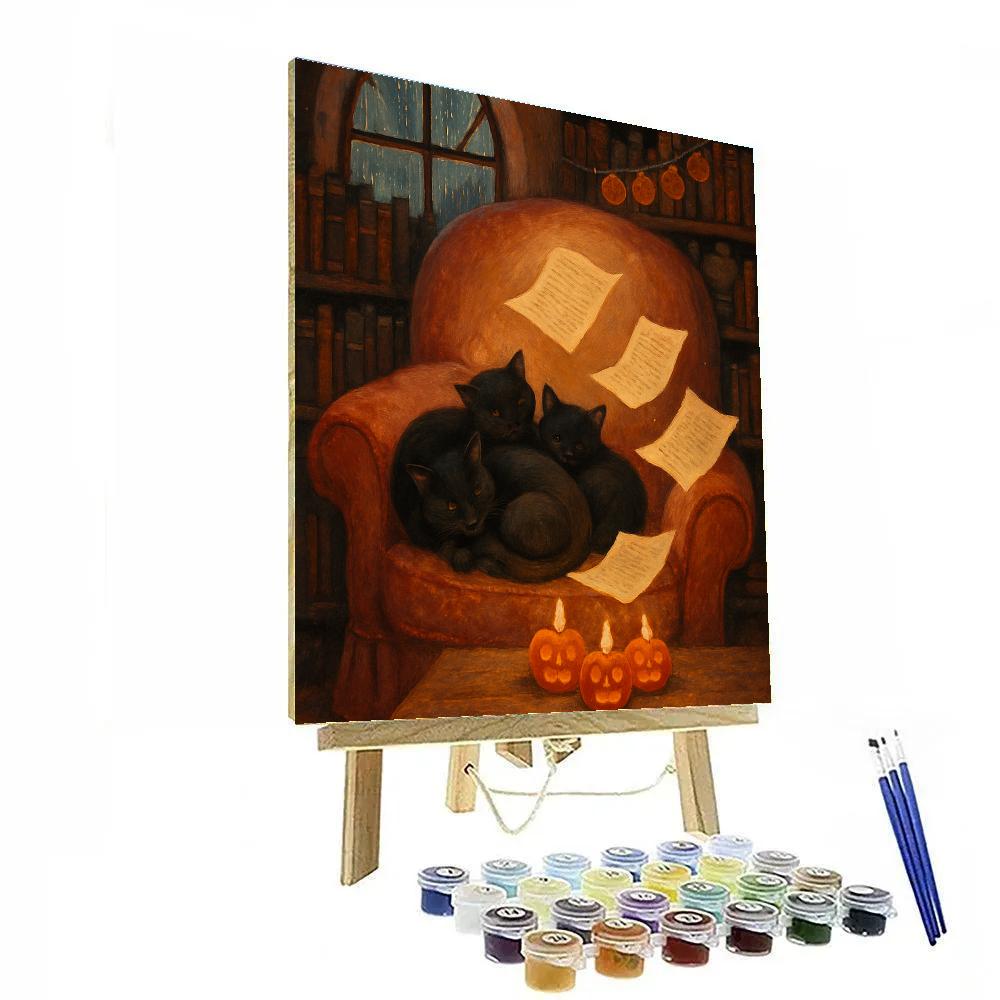 Autumn Library Of Spellbound Cats Number painting
