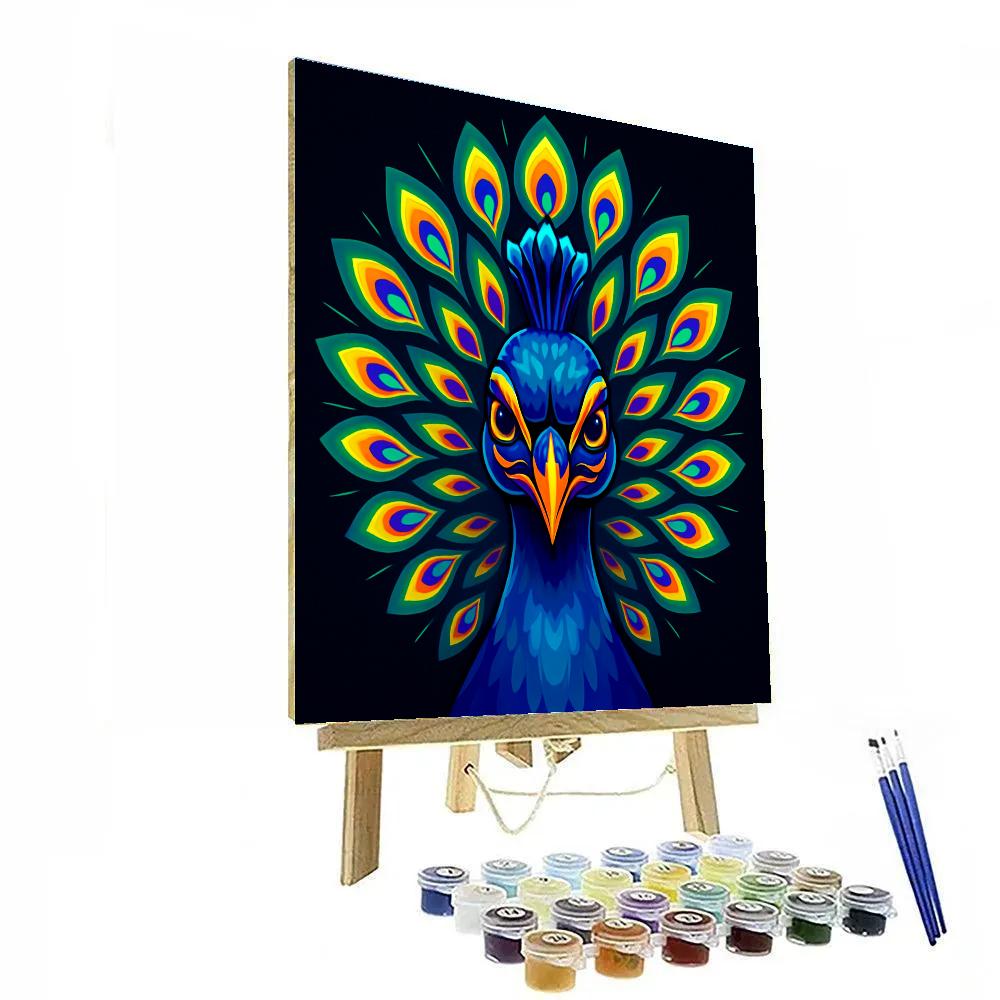 Solar Flare Peacock Mask paint by number