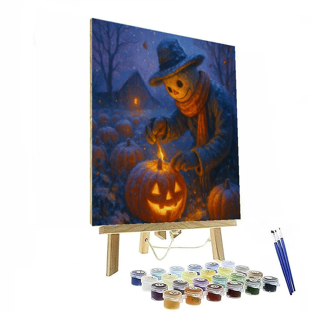 The Snowy Pumpkin Patch First Frost Night Numbered painting kits