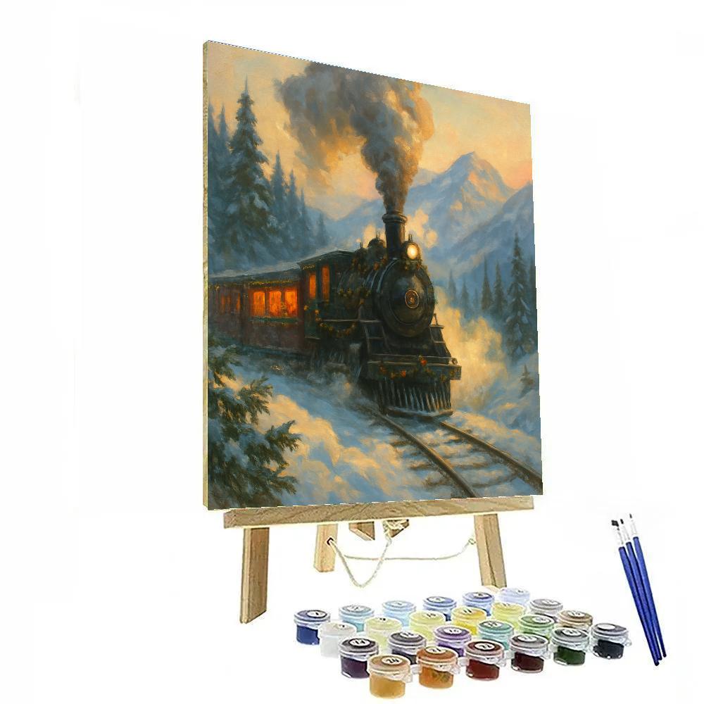 Winter Train Through The Pine Pass Numbered painting kits