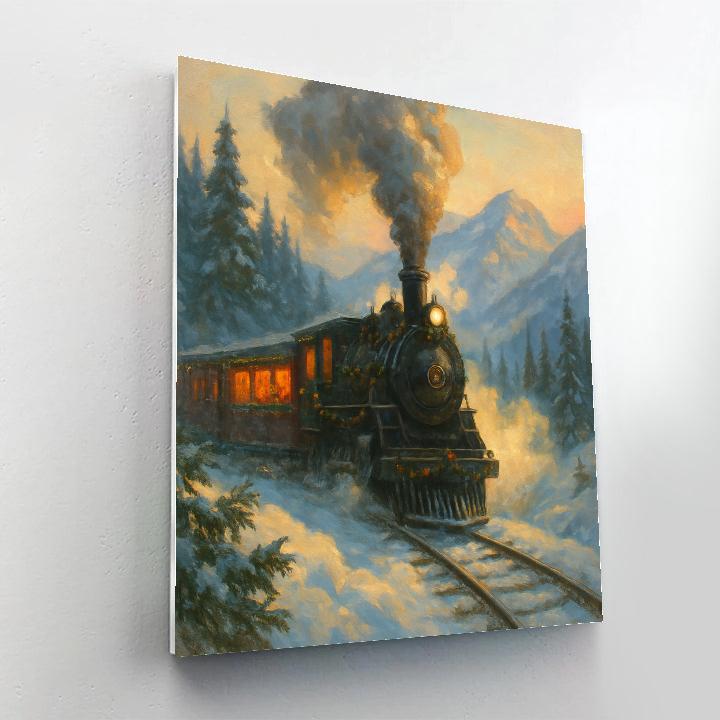 Winter Train Through The Pine Pass Numbered painting kits