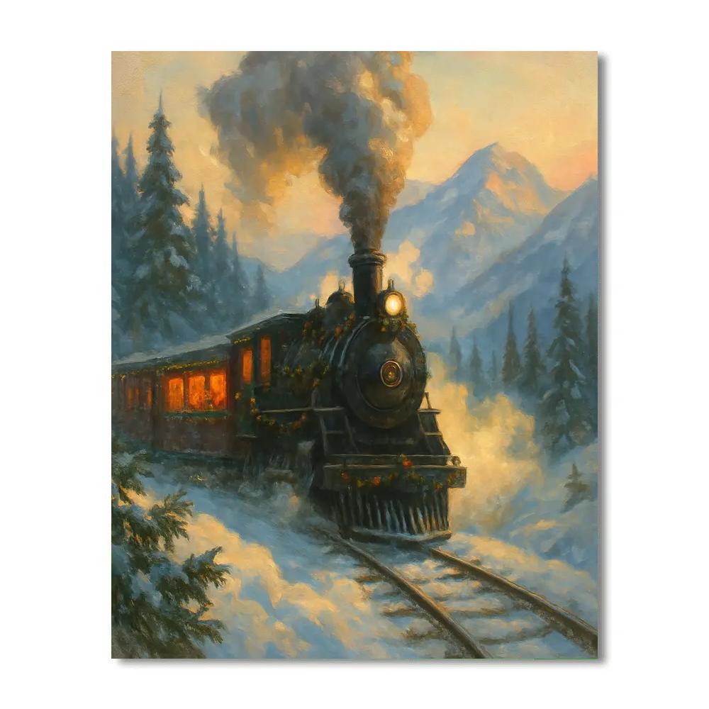 Winter Train Through The Pine Pass Numbered painting kits
