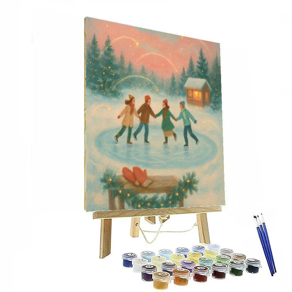 Ice Skating Pond With Firefly Sparkles Paint by numbers art