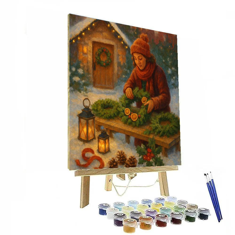 Wreath Makers Cottage Courtyard paint by number